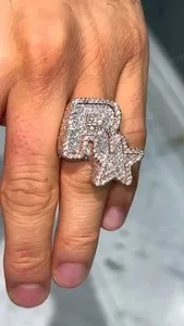 Authentic Moonlit Starlight: Custom 14K Two Tone Gold Plated Moissanite Ring with Celestial Numbers