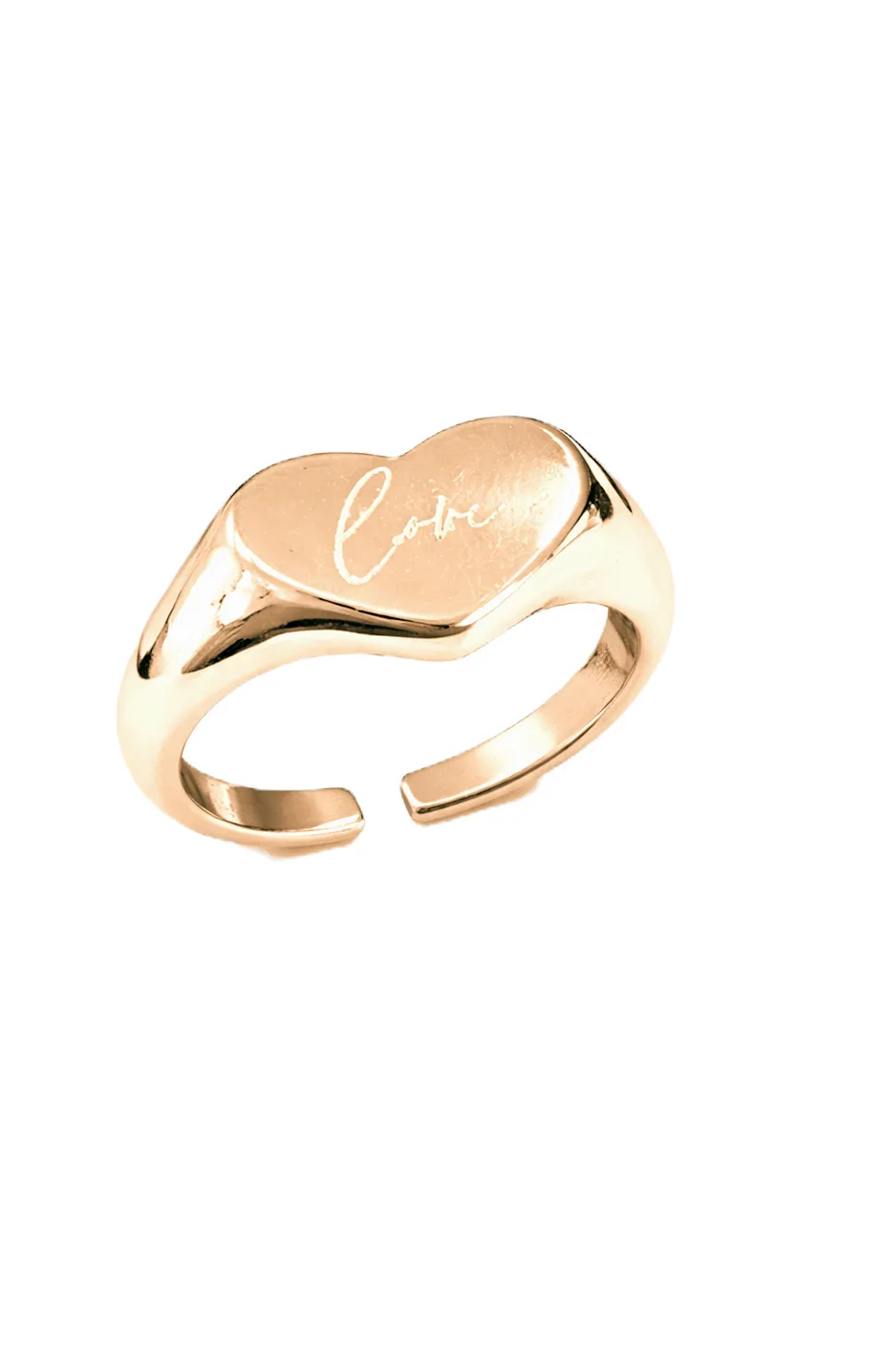 Authentic Sterling Silver Gold Plated Love Signet Ring