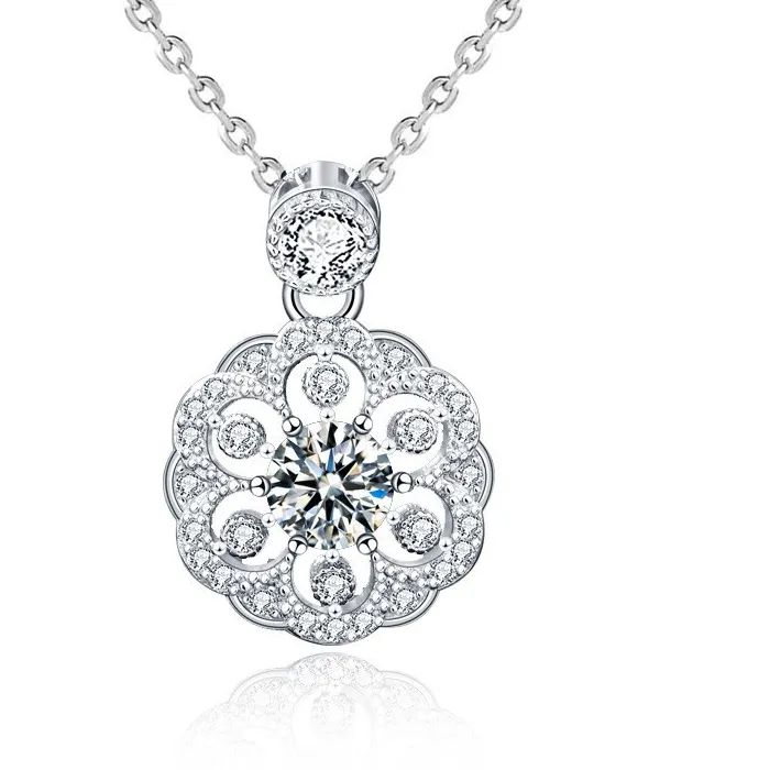 Authentic Blossoming Protection: Sakura Moissanite Charm Necklace