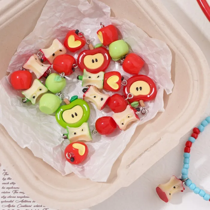 Authentic Celestial Apple Charms – 13x14mm Resin Tokens of Love & Light