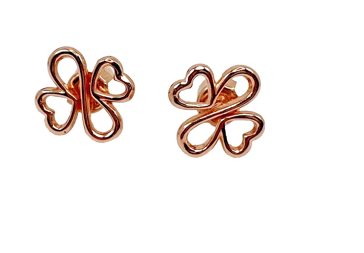 Authentic Eternal Union Rose Gold Clover Earrings