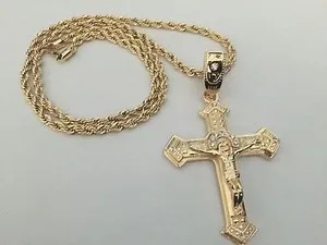 Authentic Radiant Sanctuary Grand Gold Cross Pendant and Chain