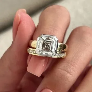 Authentic Sacred Unison: 2.30CTW Asscher Cut VVS Moissanite Twin Flame Ring