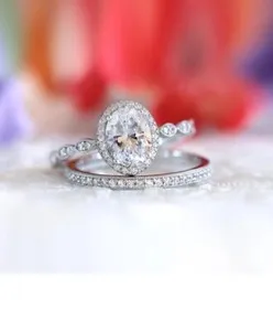 Authentic Eternal Bond of Love: Vintage-Style Milgrain Oval Bridal Ring Set