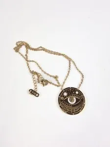 Authentic Eternal Eclipse: 18k Gold Sun‑Moon Evil Eye Pendant