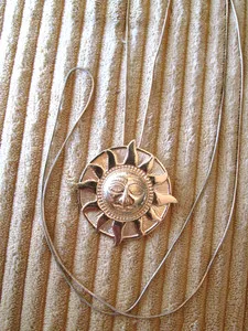Authentic Celestial Radiance: 18K Gold Plated Sun Face Pendant