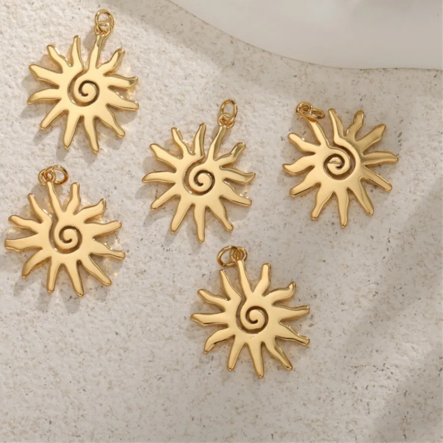 Authentic 3pcs/Lot Diy Flower Charms For Necklace Jewelry Plated True Gold Sun Accessories 2025 Sunflower Pendant Good Luck Charm
