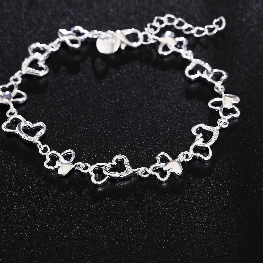 Authentic Heartbeat Harmony: Sterling Silver Crystal Chain of Love