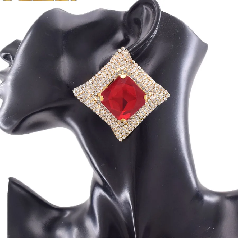 Authentic The Golden Quadrant Glass Gemstone Studs