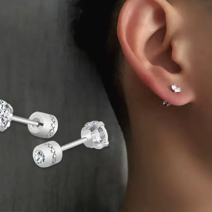 Authentic The Solitary Spark: Minimalist Edgy CZ Stud Earrings