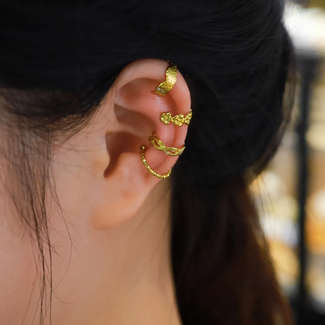 Authentic Celestial Flow: The Unbound Irregular Ear Cuff
