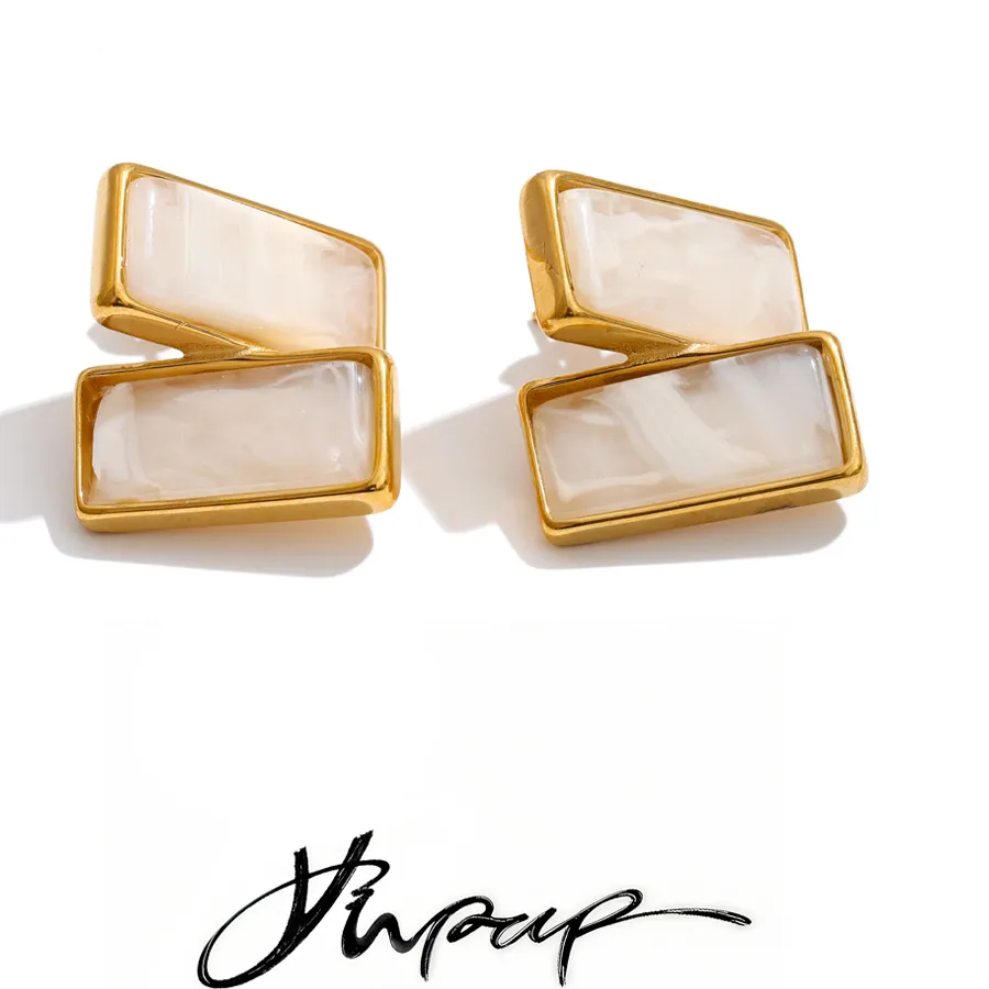 Authentic Chromatic Geometry Resin and Gold Studs