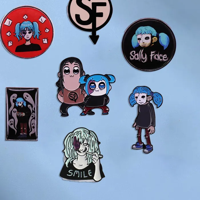 Authentic Horror Game Sally Face Pin Badge Children's Backpack Pin Brooch Jacket Denim Clothing Accessories Friends Jewelry