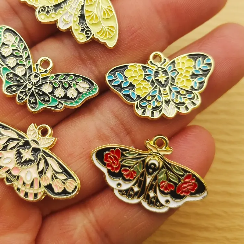 Authentic 10pcs Flower Butterfly Charm for Jewelry Making Enamel Necklace Bracelet Earring Pendant Diy Accessories Metal Gold Plated