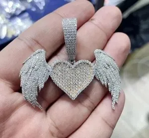 Authentic Heart's Wings of Radiant Protection - 2.30Ct Round Cut Moissanite Pendant