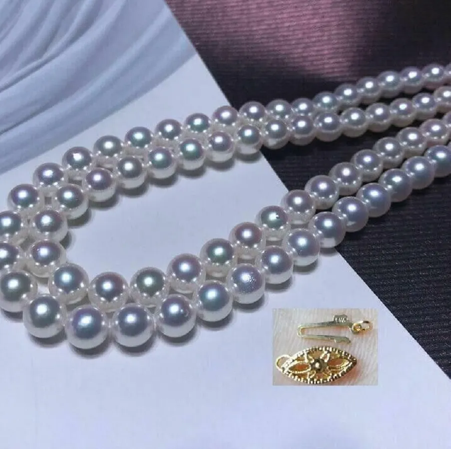 Authentic 1Pc Long Aaa 9- 10Mm Natural Japanese Akoya White Round South Sea Pearl Necklace 35 Inches