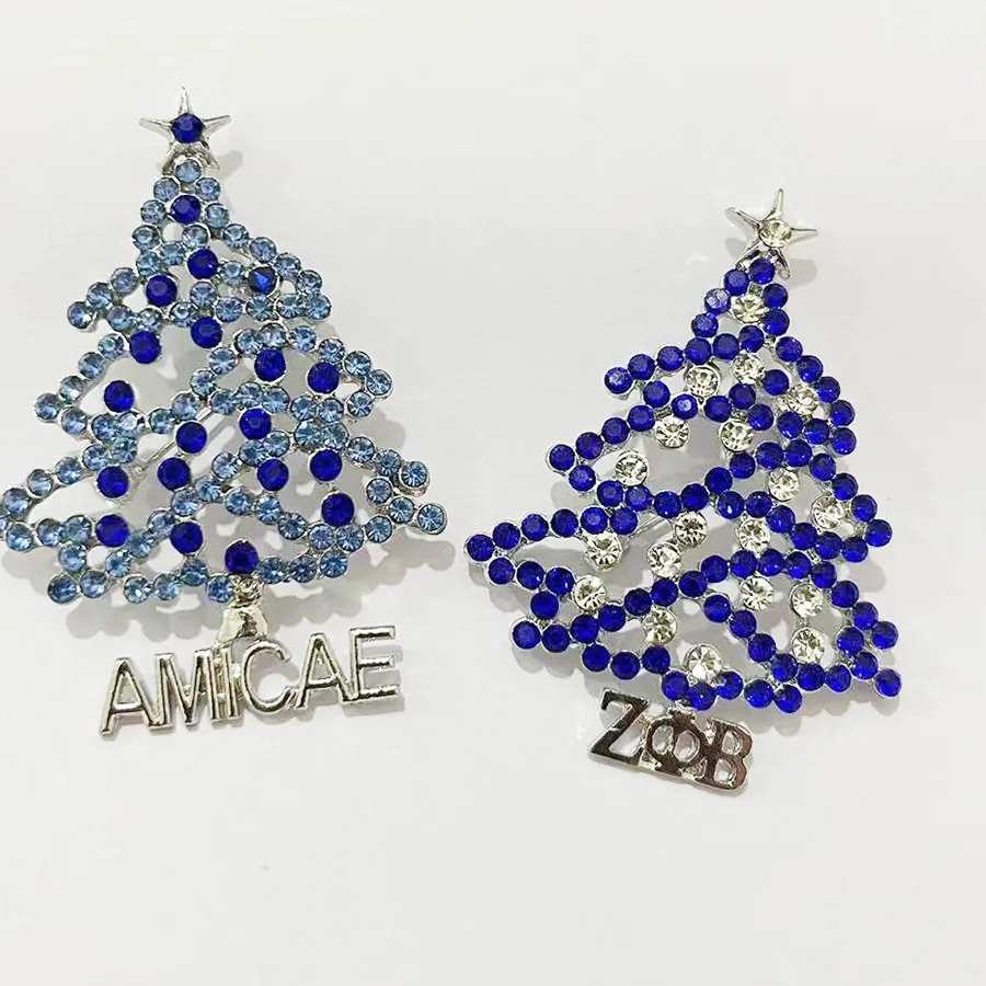 Authentic Greek Sorority Zeta Phi Beta Christmas Tree Brooch Pin Jewelry
