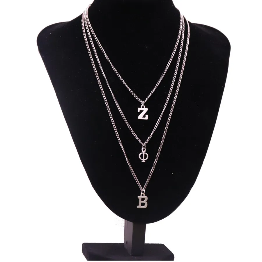 Authentic Custom Design Greek Letters Zeta Phi Beta Statement Necklaces Multi Lines Sorority Jewelry