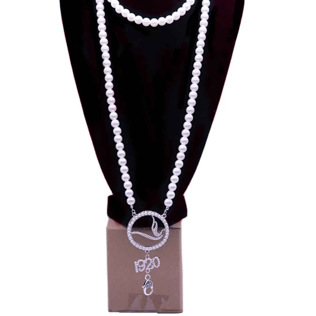 Authentic Long Pearl Choker Statement Greek Social Sign Organization 1920 Dove Zeta Letters Necklaces For Lady