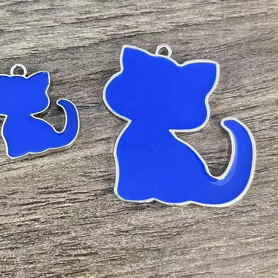 Authentic 10Pcs Zeta Phi Beta Diy Blue Enamel Cat Pendant