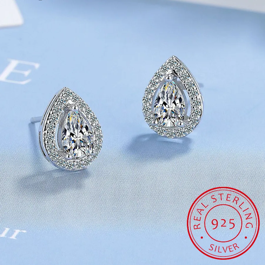 Authentic Luminous Tears of the Celestial Pear: Moissanite Sacred Studs