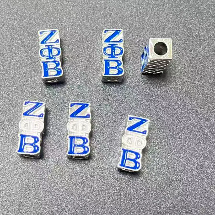 Authentic 5Pcs Zeta Phi Beta Blue And White Bead Charms