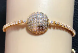 Authentic Celestial Orbit Gold-Plated Cubic Zirconia Bolo Bracelet