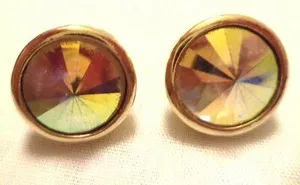 Authentic Radiant Prism of Protection: Yellow Gold Plated Rainbow Studs