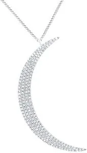 Authentic Crescent Moon Illumination: 0.44 CT Natural Diamond Pendant