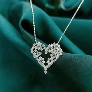 Authentic Radiant Heart of Eternity: 1TCW Lab-Created Diamond 14k White Gold-Plated Pendant