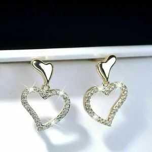 Authentic Radiant Hearts of Eternal Light Moissanite Drop Earrings in Luminous Yellow Gold