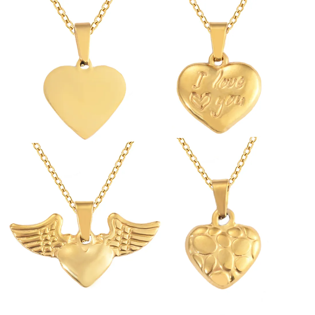 Authentic 18k Gold Color Plated Stainless Steel Heart Charm Love Chain Necklace For Women Valentine Gifts