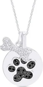 Authentic The Guardian Spirit: Bone and Paw Print Diamond Silver Pendant