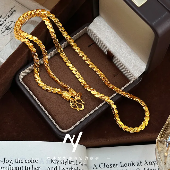 Authentic Mystical Gold Serpent Amulet: 24K Pure Gold Oblate Bone Necklace for Women