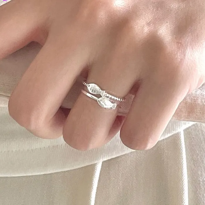 Authentic Shydan 925 Sterling Silver Double Layer Fish Open Adjustable Rings Jewelry