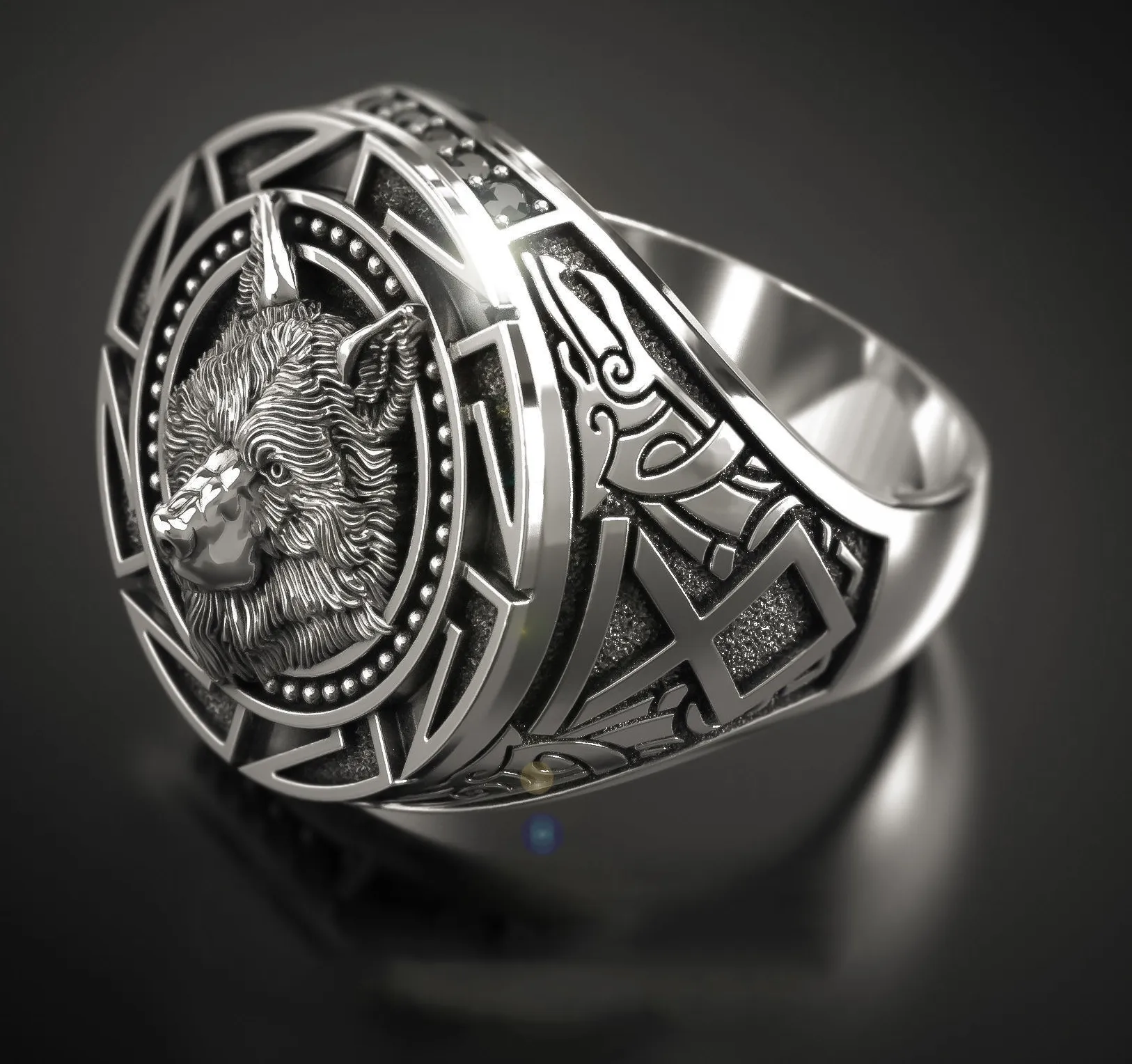 Authentic 925 Sterling Silver Vintage Wolf Totem Thai Silver Ring Mythical Wolf Head Retro Style Men S Jewelry Accessory