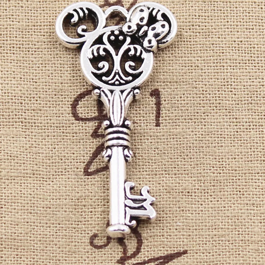 Authentic 5Pcs Charms Mouse Key 46X22Mm Antique Bronze Silver Color Plated Pendants Making Diy Handmade Tibetan Jewelry