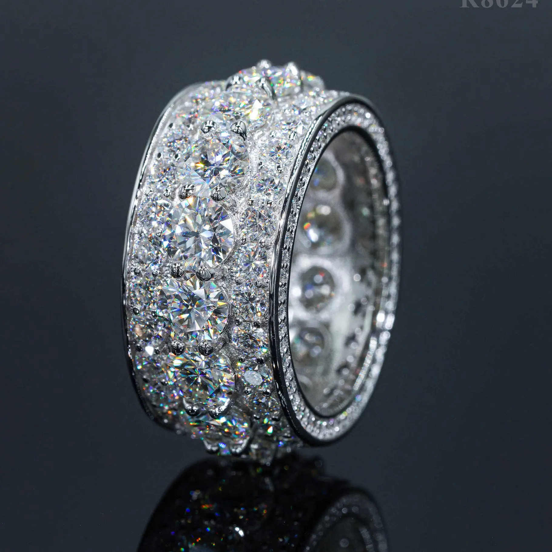 Authentic Celestial Pulse: 5mm Moissanite Band in S925 Silver