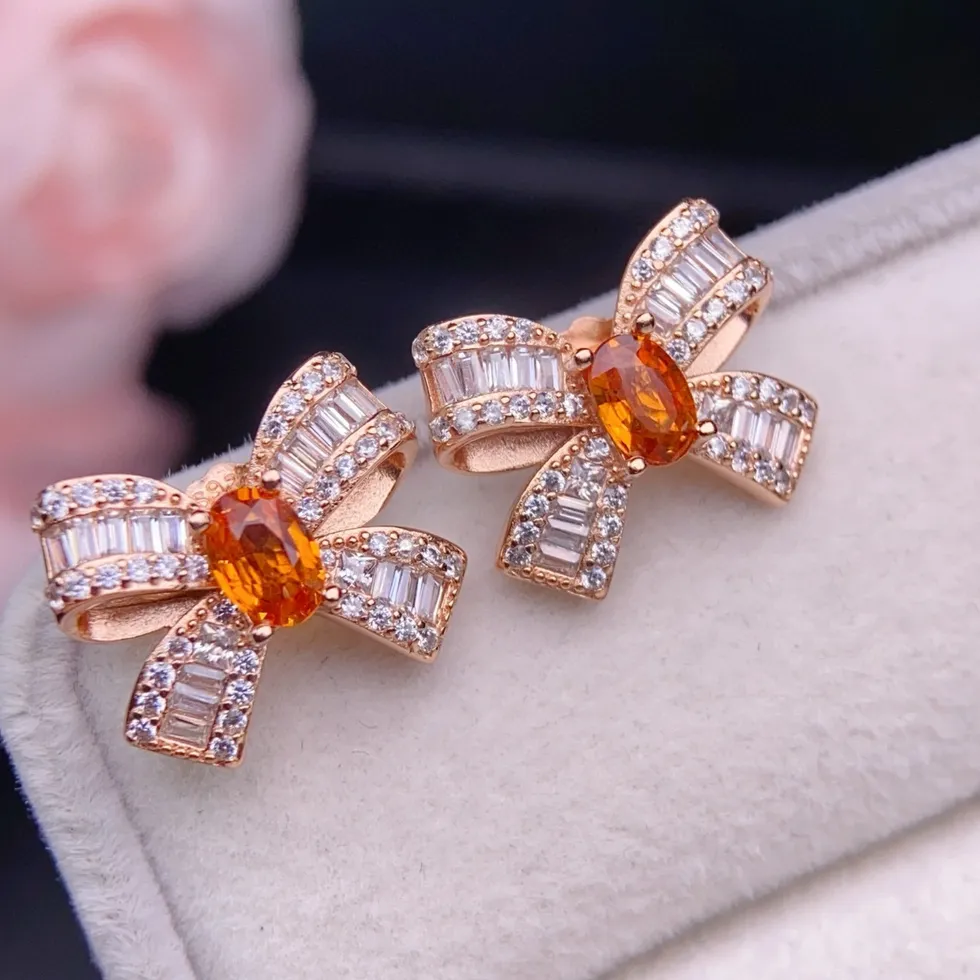 Authentic Crimson Tied Bow Garnet Talismanic Studs