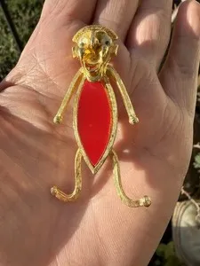 Authentic The Witty Wanderer: Gilded Hobo Figural Talisman with Ruby Gaze