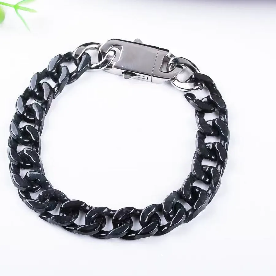 Authentic Black Myanmar Jadeite Chain Bracelet Natural Jewelry Vintage Accessories Luxury Real Jade Talismans Gifts for Women