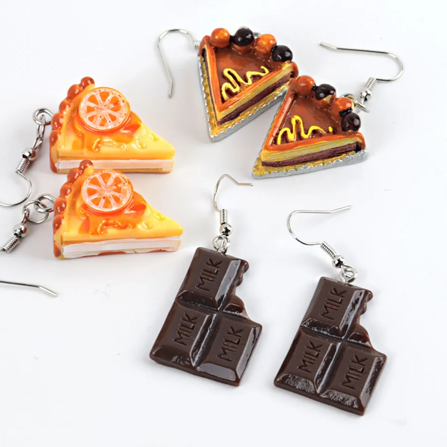 Authentic Funny Chocolate Cake Drop Earrings Geometric Food Shape Donuts Cookies Dangle Earrings Jewelry