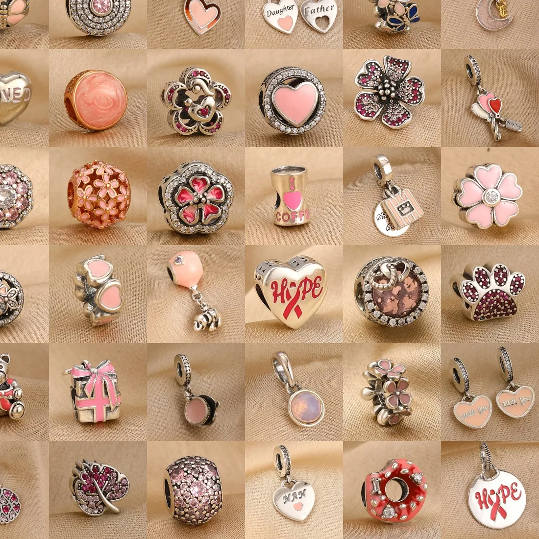 Authentic Pink 925 Silver Donut, Box, Coffee Cup, Butterfly Beads, Fit Diy Of European Bracelets, Jewelry