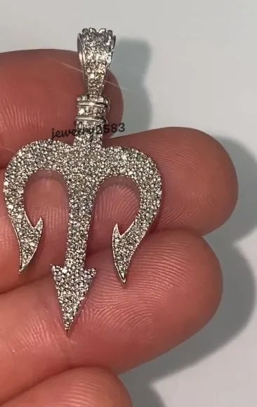 Authentic Trishul Diamond Pendant Of Divine Power In Gold Plated Silver