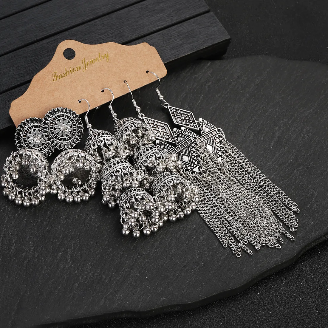 Authentic Silver Moonlit Jhumkas: Ethereal Tassel Bells of Afghan Grace