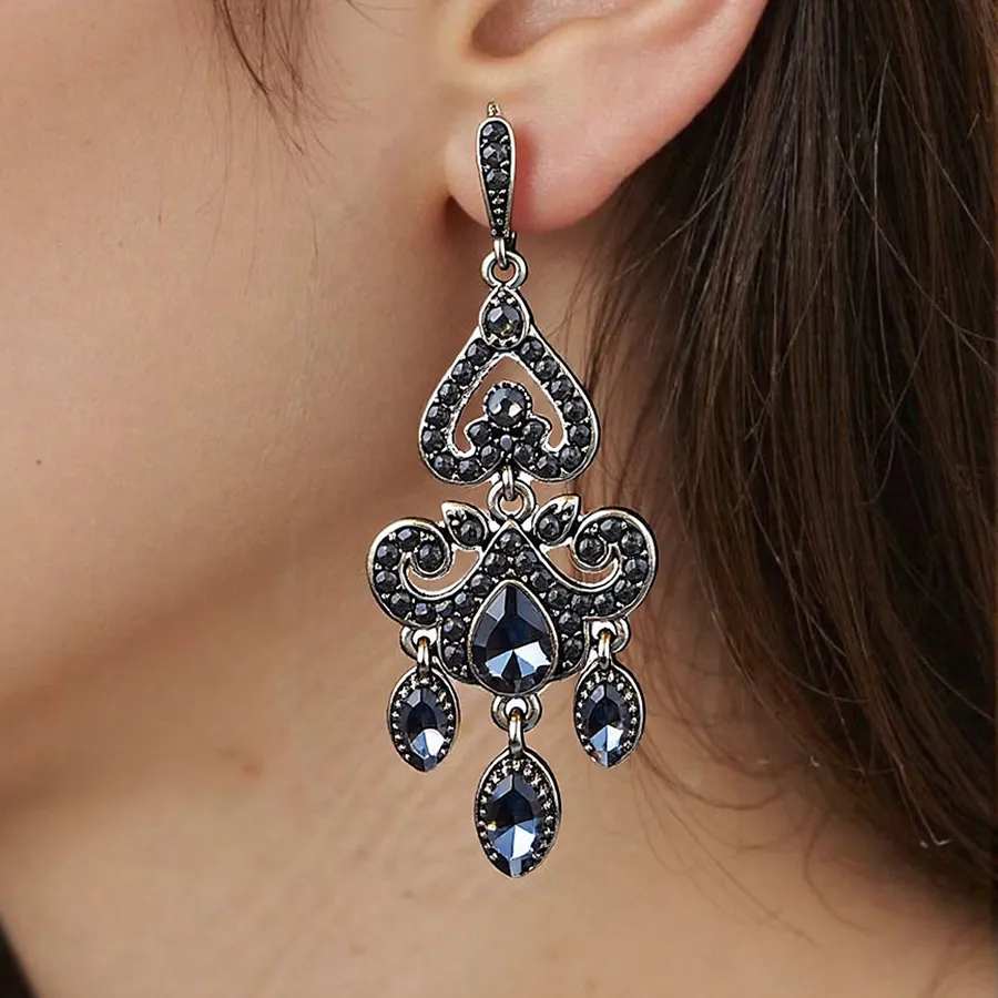 Authentic Sunspicems Turkish Earrings Rhinestone Eardrop Waterdrop Shaped Bohemian Antique Gold Color Indian Bridal Jewelry