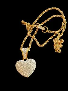 Authentic Swan's Grace: Gold-Plated Pave Heart Talisman