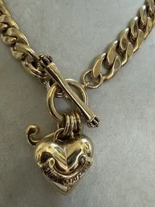 Authentic Golden Pulsation of the Heart: Vintage 14" Juicy Couture Puffy Heart Charm Necklace