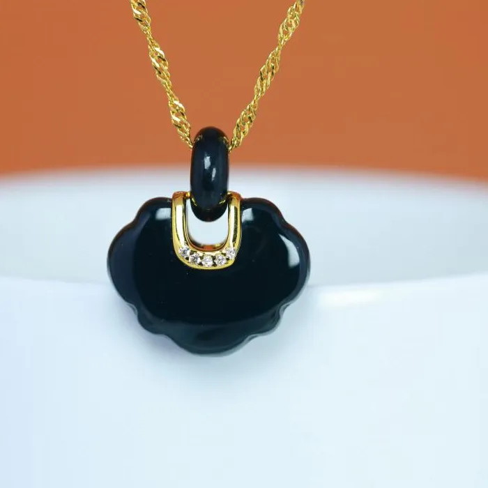 Authentic The Obsidian Veil Hetian Jade Ruyi Lock Talisman