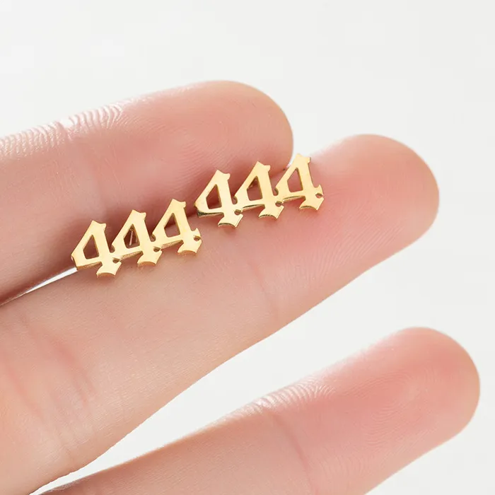 Authentic Celestial Whispers: Gold-Plated Angel Number Stud Earrings